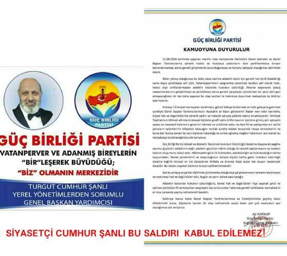 Sevilen Siyasetçi Cumhur Şanlı Gerikirse sayın İçİşleri Bakanımıza Konuyu İleticem ..